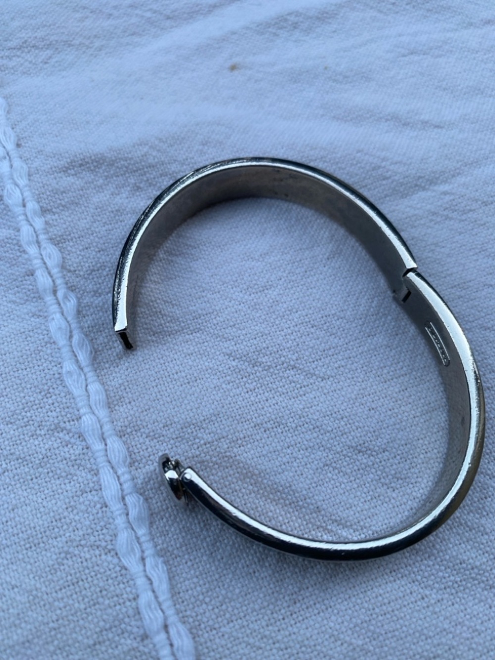 Coach Black and Silver Enamel Logo Bangle Bracelet - Picture 3 of 6